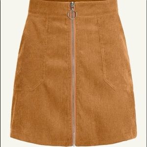 Zippered Corduroy Skirt